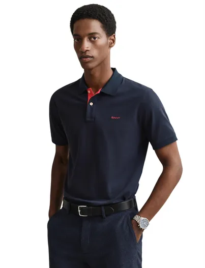 Gant Gant polo slim fit donkerblauw katoen