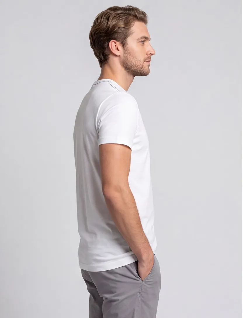 Gant t-shirt wit effen katoen ronde hals blauw logo