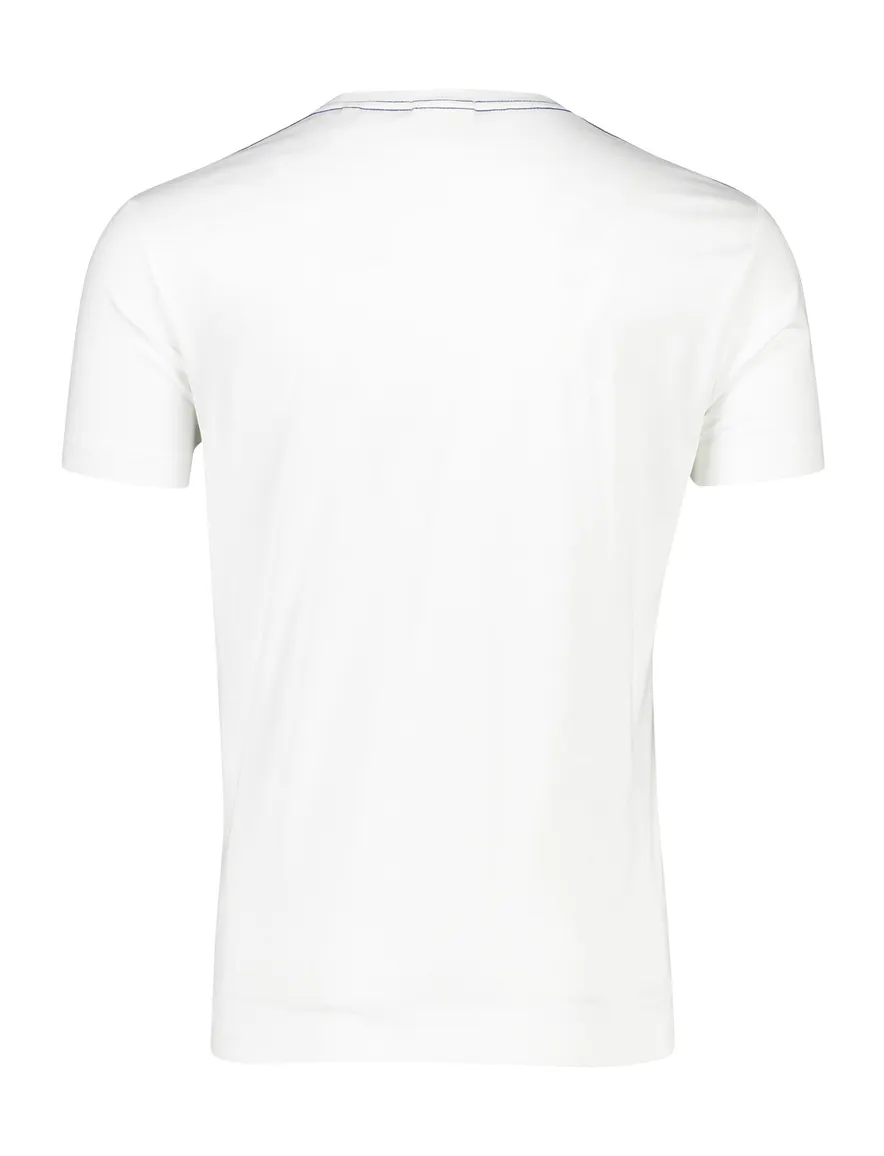Gant t-shirt wit effen katoen ronde hals blauw logo