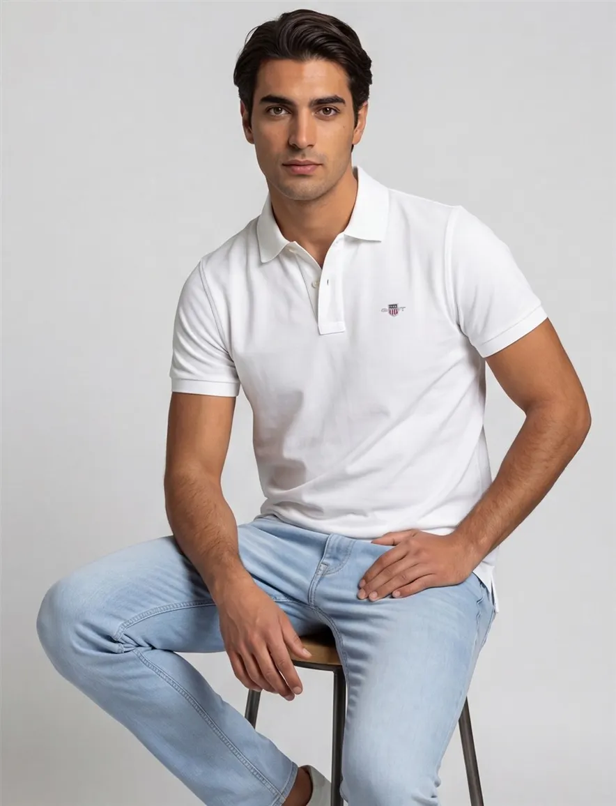 Gant polo normale fit wit effen