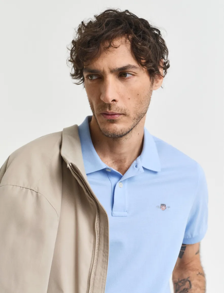 Gant polo blauw 2-knoops