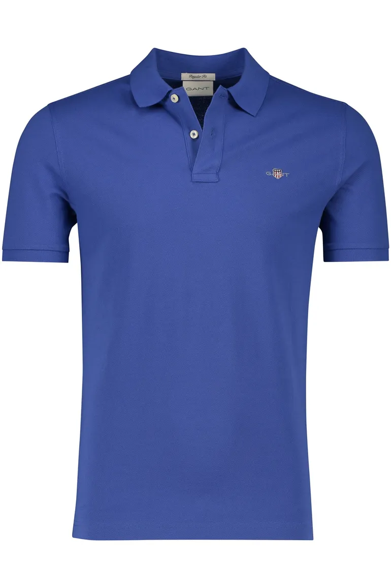 Gant katoenen polo regular fit blauw 2-knoops