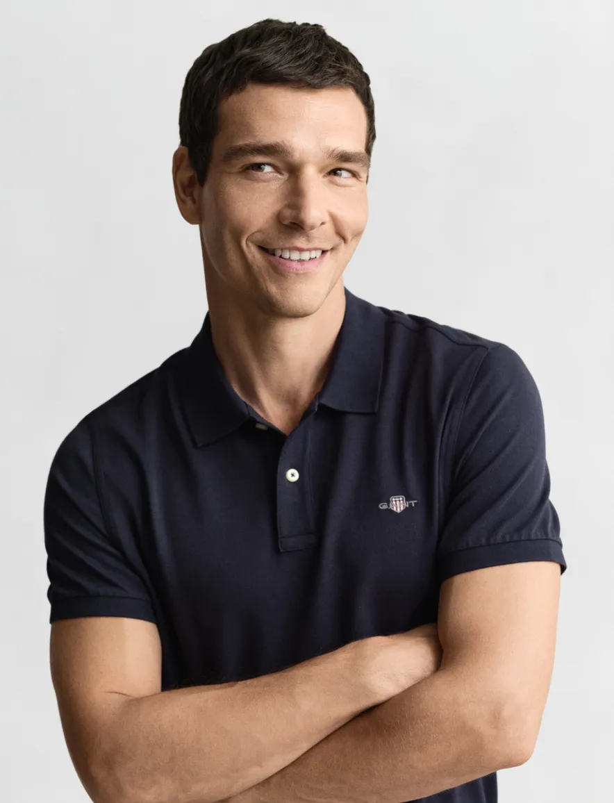 Gant polo donkerblauw 2-knoops pique