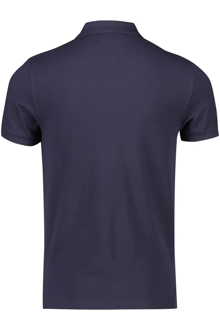Gant polo donkerblauw effen katoen