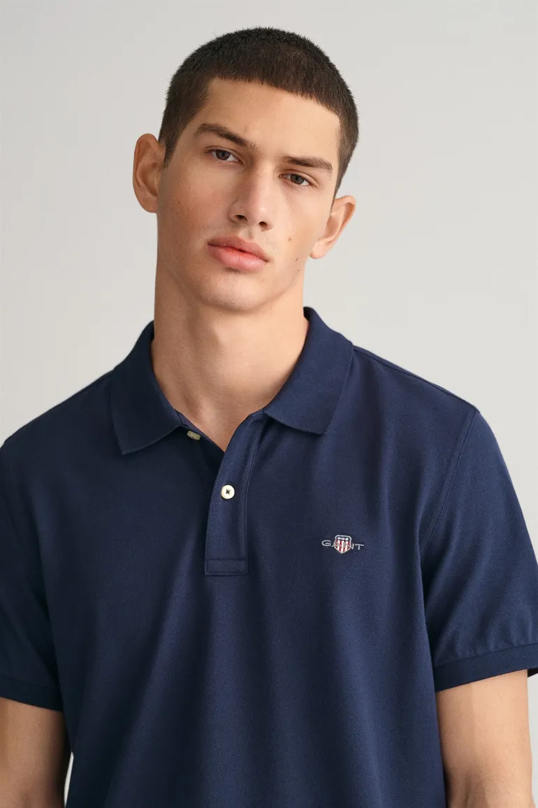 Gant polo donkerblauw 2-knoops pique