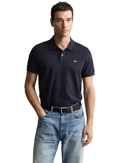 Gant Gant polo normale fit donkerblauw effen
