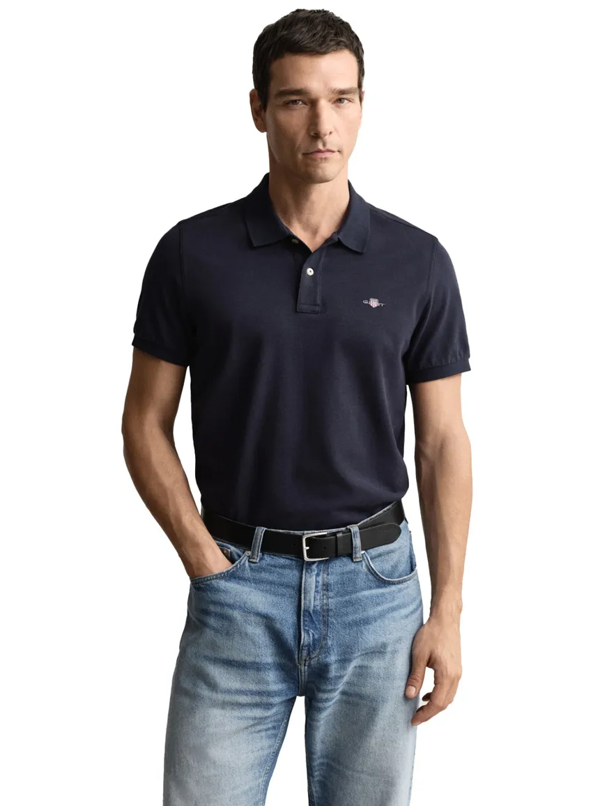 Gant polo normale fit donkerblauw effen