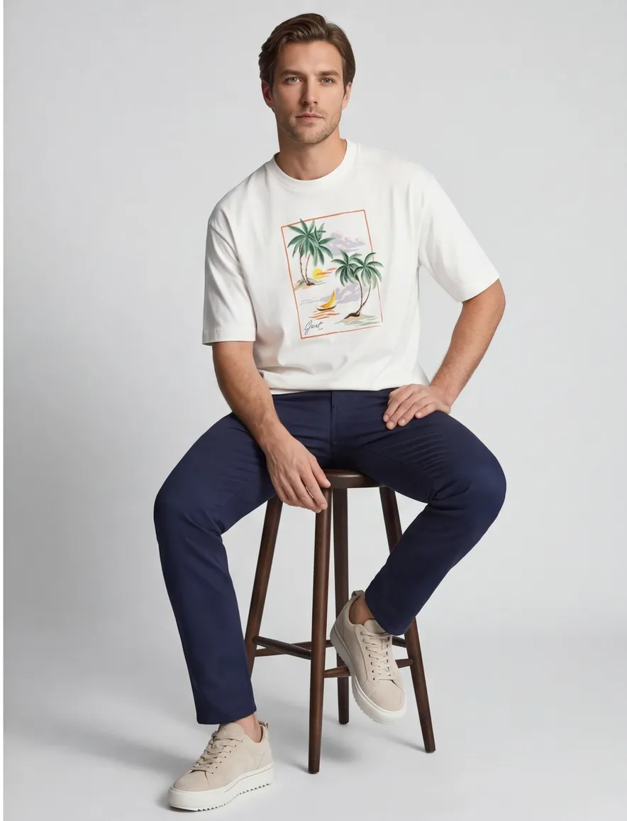 Gant t-shirt wit opdruk Hawaii katoen normale fit