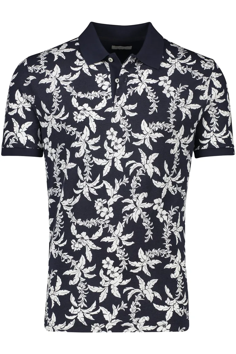 Gant polo donkerblauw wit geprint katoen normale fit