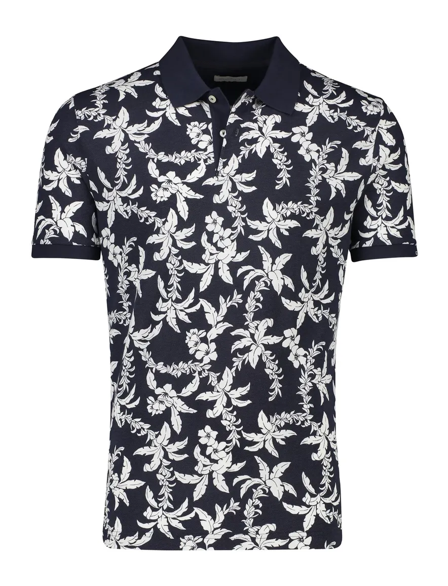 Gant polo donkerblauw wit geprint katoen normale fit