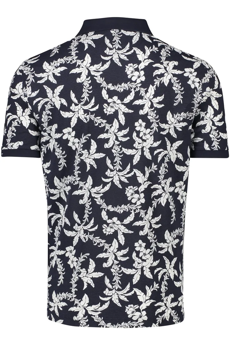 Gant polo donkerblauw wit geprint katoen normale fit