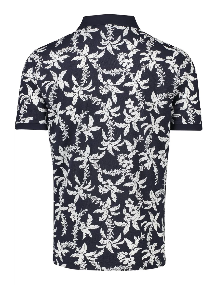 Gant polo donkerblauw wit geprint katoen normale fit