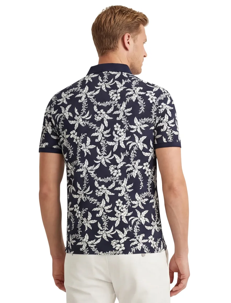 Gant polo donkerblauw wit geprint katoen normale fit