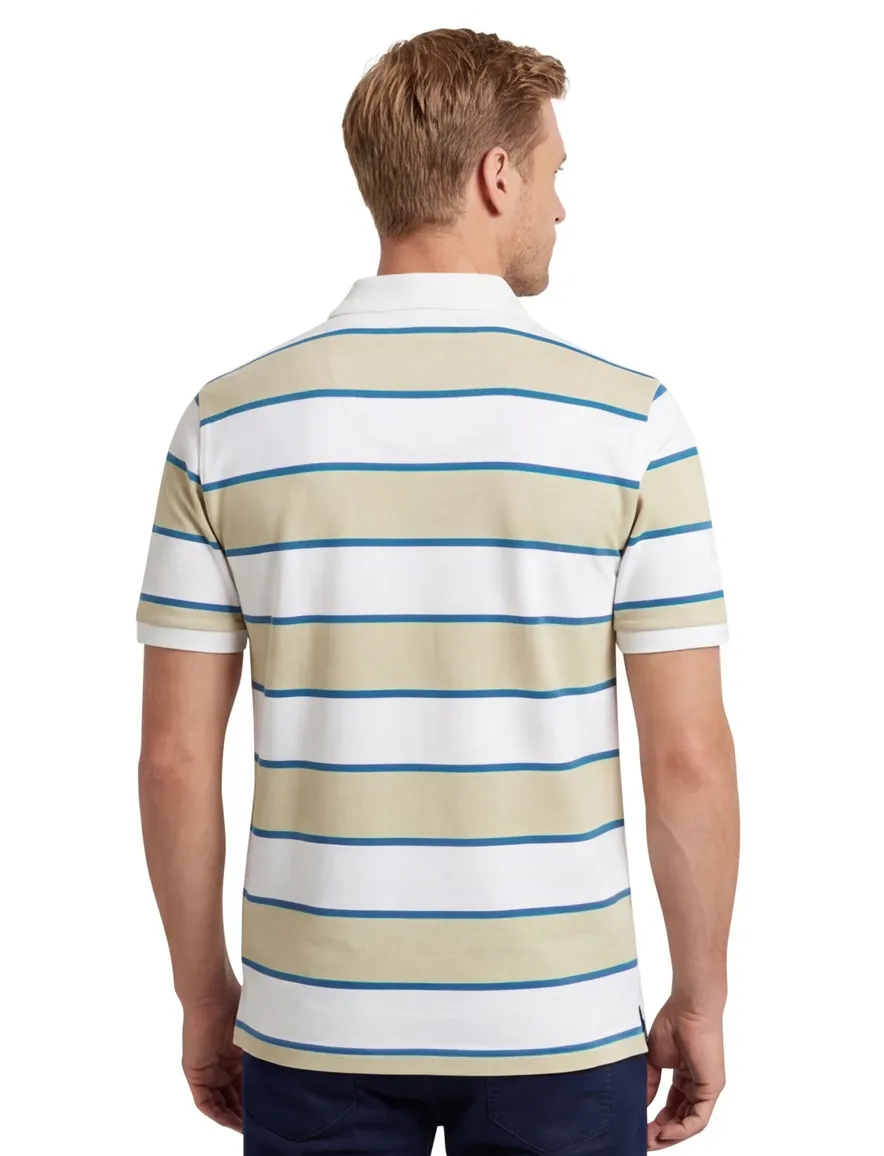Gant polo katoen beige gestreept normale fit korte mouw 2-knoops