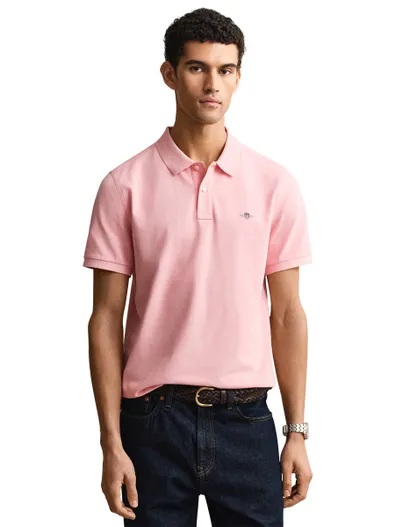 Gant Gant polo 2-knoops regular fit roze katoen