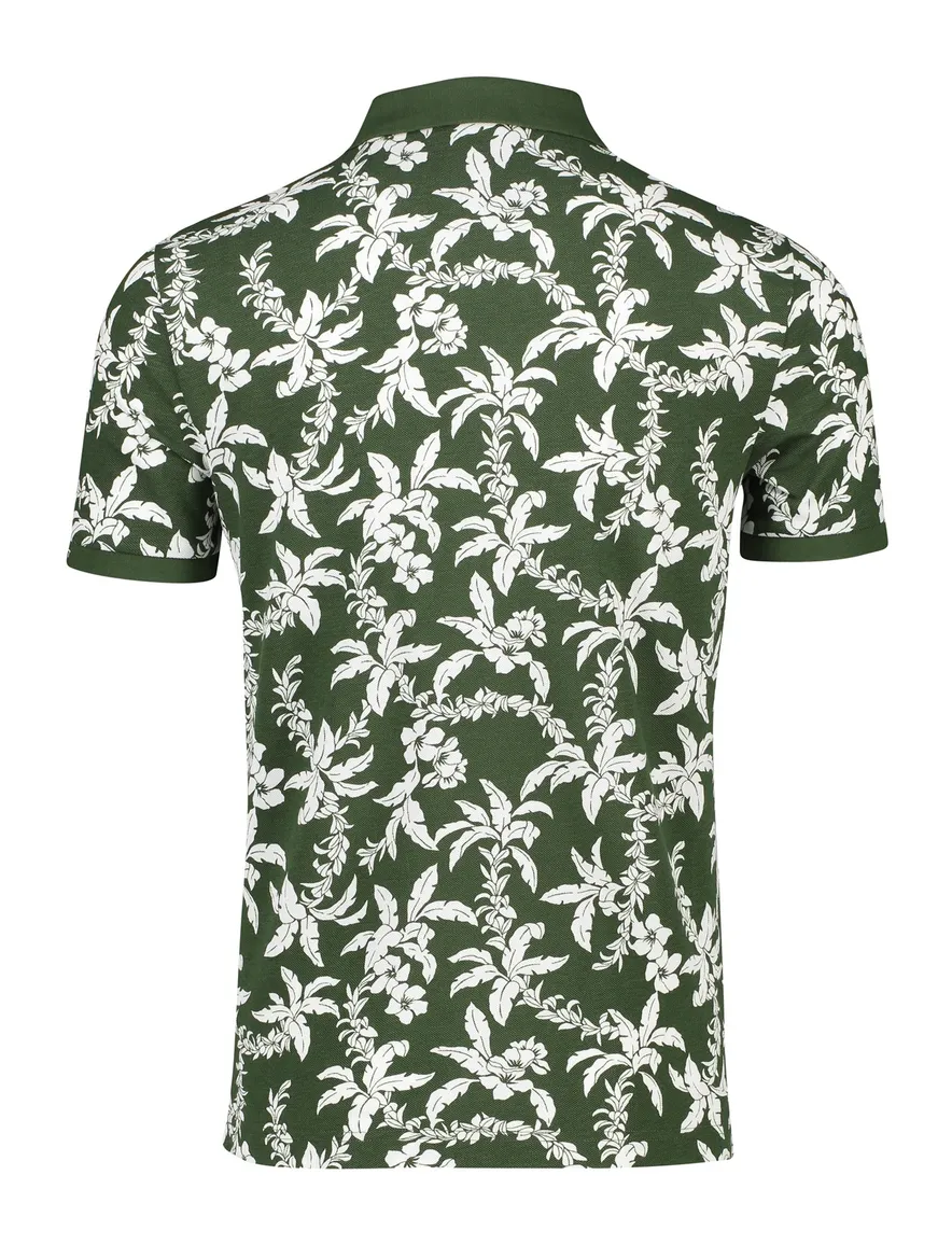 Gant polo donkergroen bladeren print