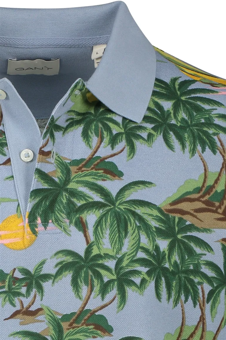 Gant polo lichtblauw geprint