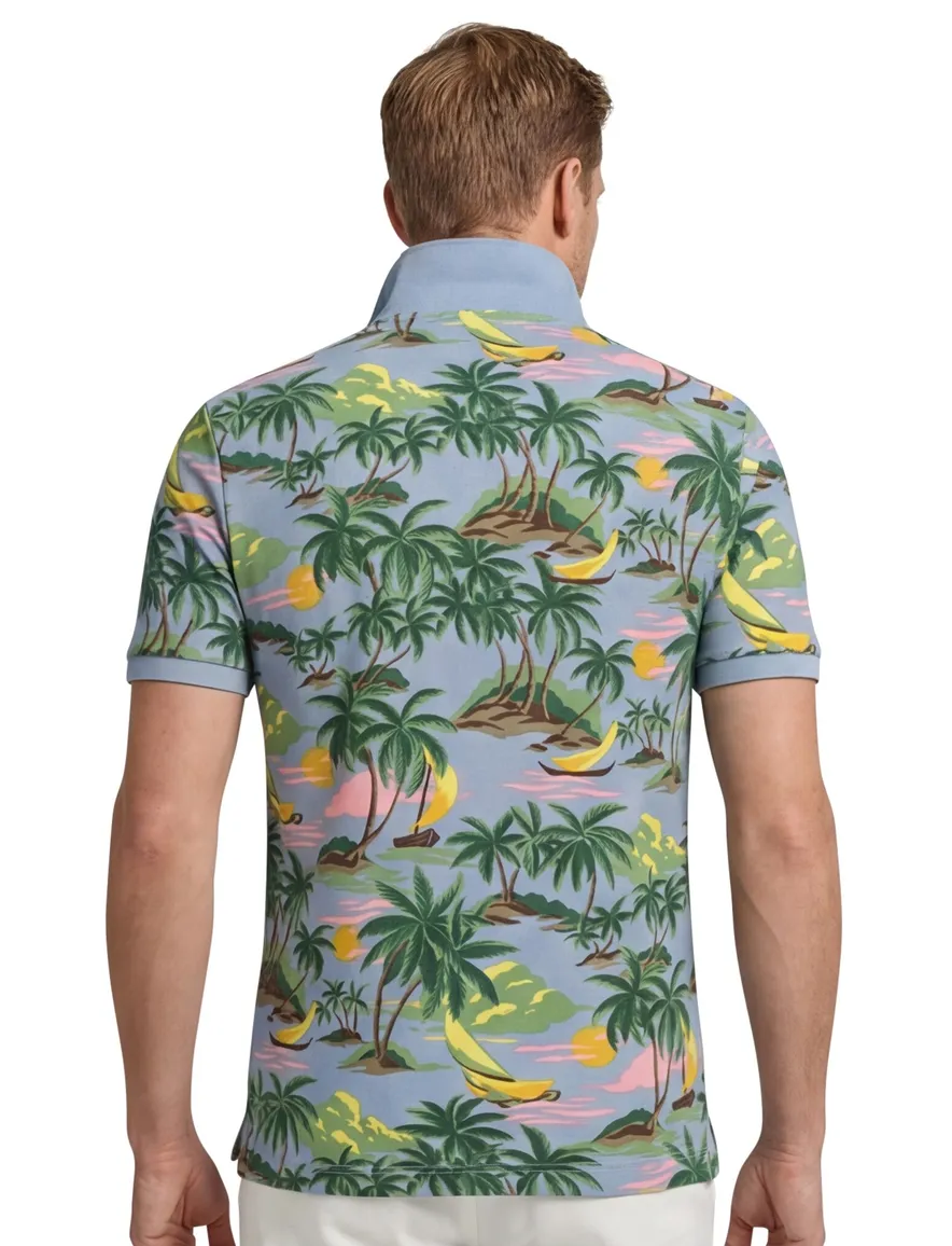 Gant polo lichtblauw geprint