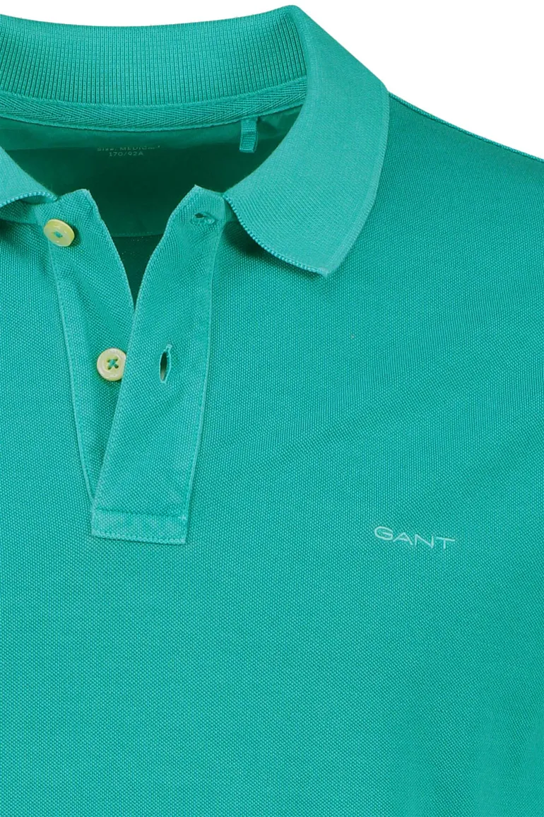 Gant polo normale fit lichtblauw effen katoen 2 knopen