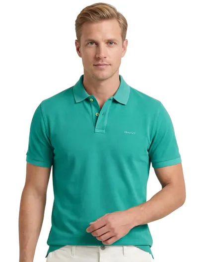 Gant Gant polo normale fit lichtblauw effen katoen 2 knopen