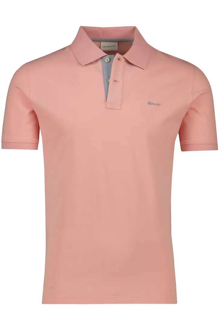 Gant polo slim fit roze effen met stretch