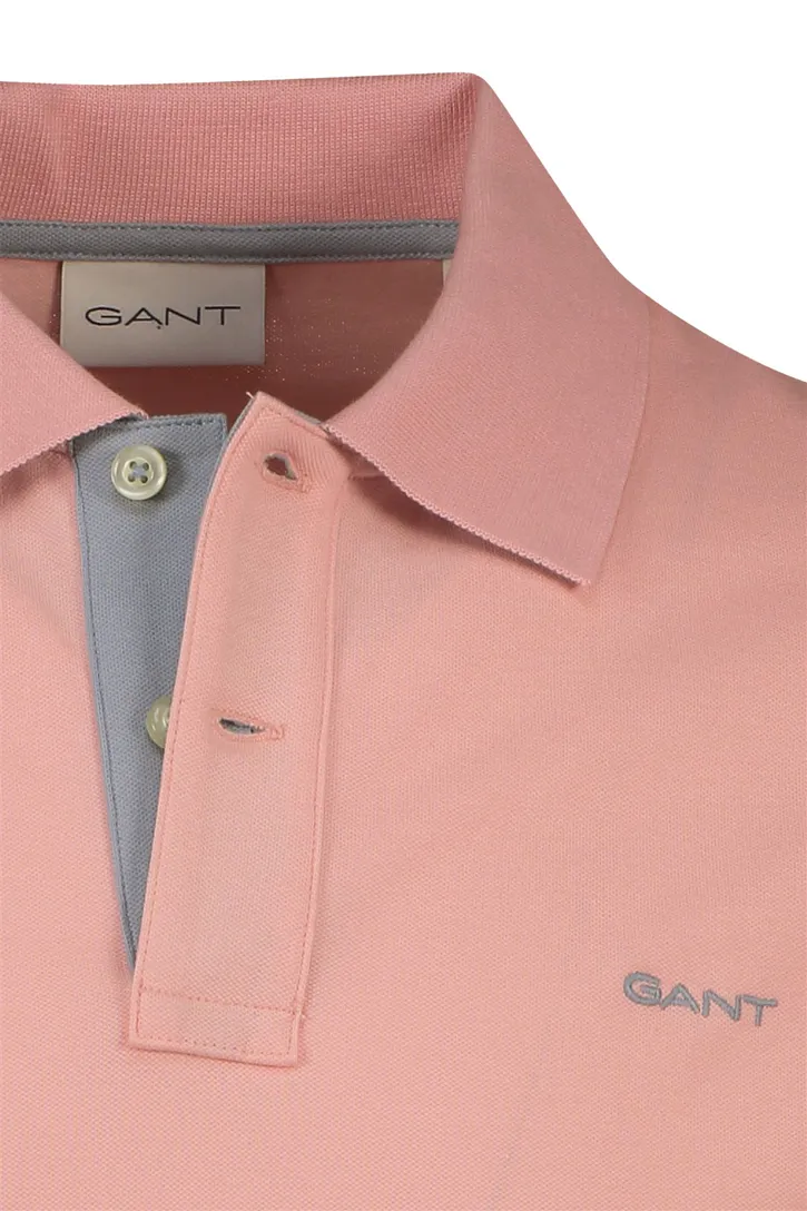 Gant polo slim fit roze effen met stretch