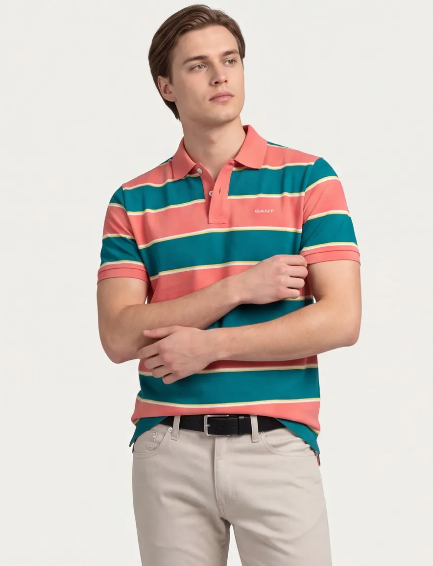 Gant polo turquoise gestreept
