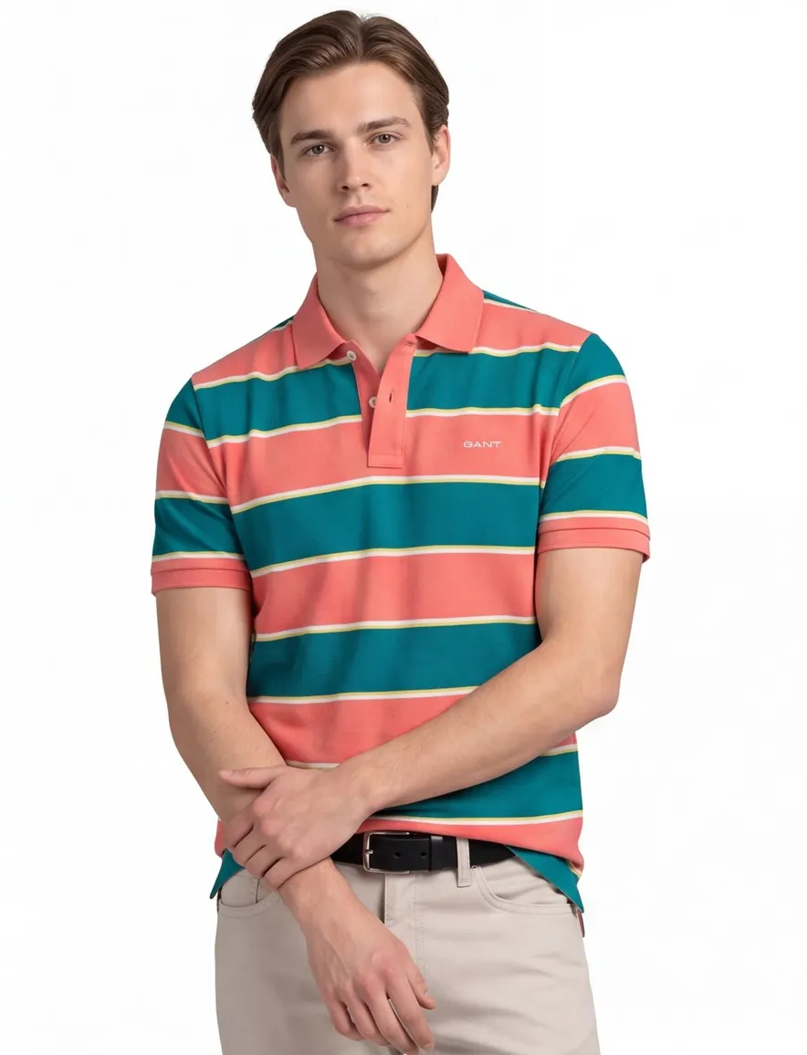 Gant polo turquoise gestreept