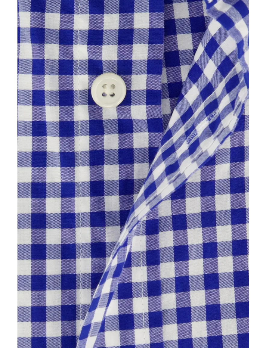 Gant overhemd korte mouw blauw geruit