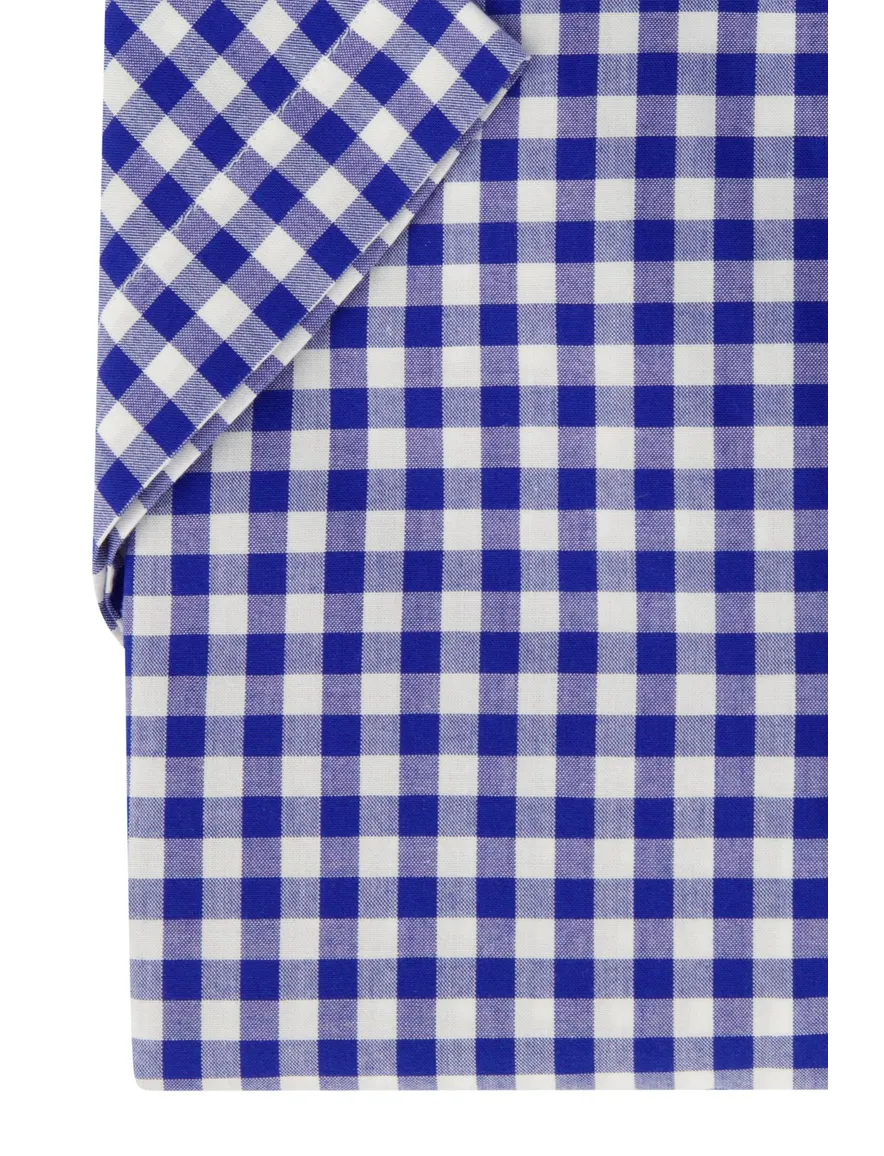 Gant overhemd korte mouw blauw geruit