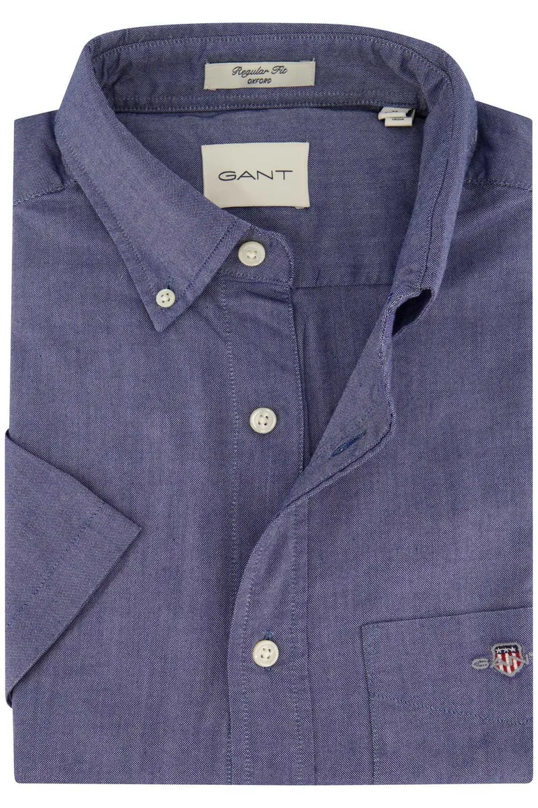 Gant overhemd korte mouw blauw