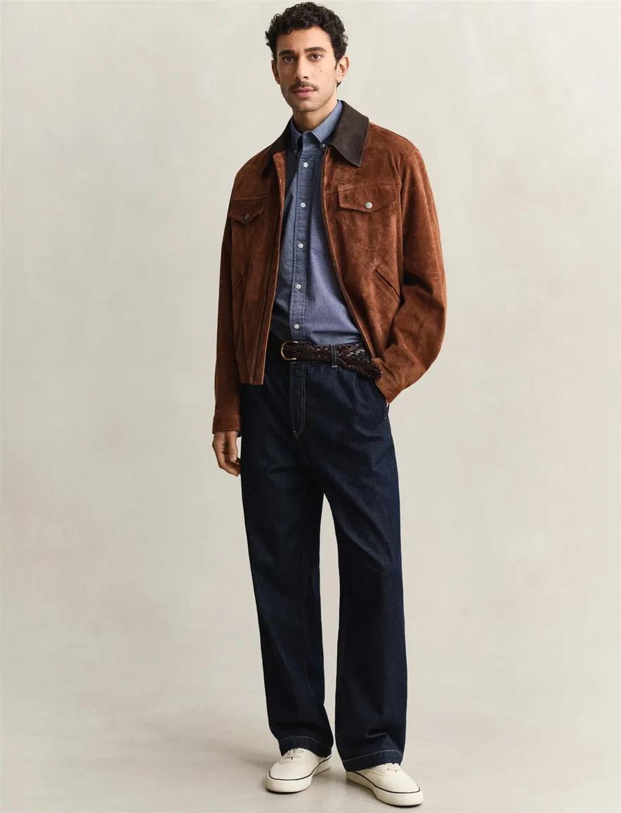 Gant overhemd korte mouw blauw