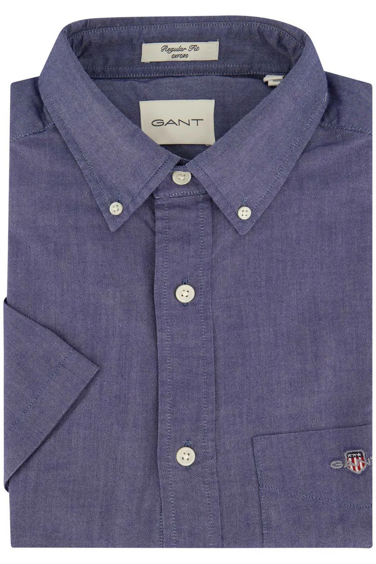 Gant overhemd korte mouw blauw