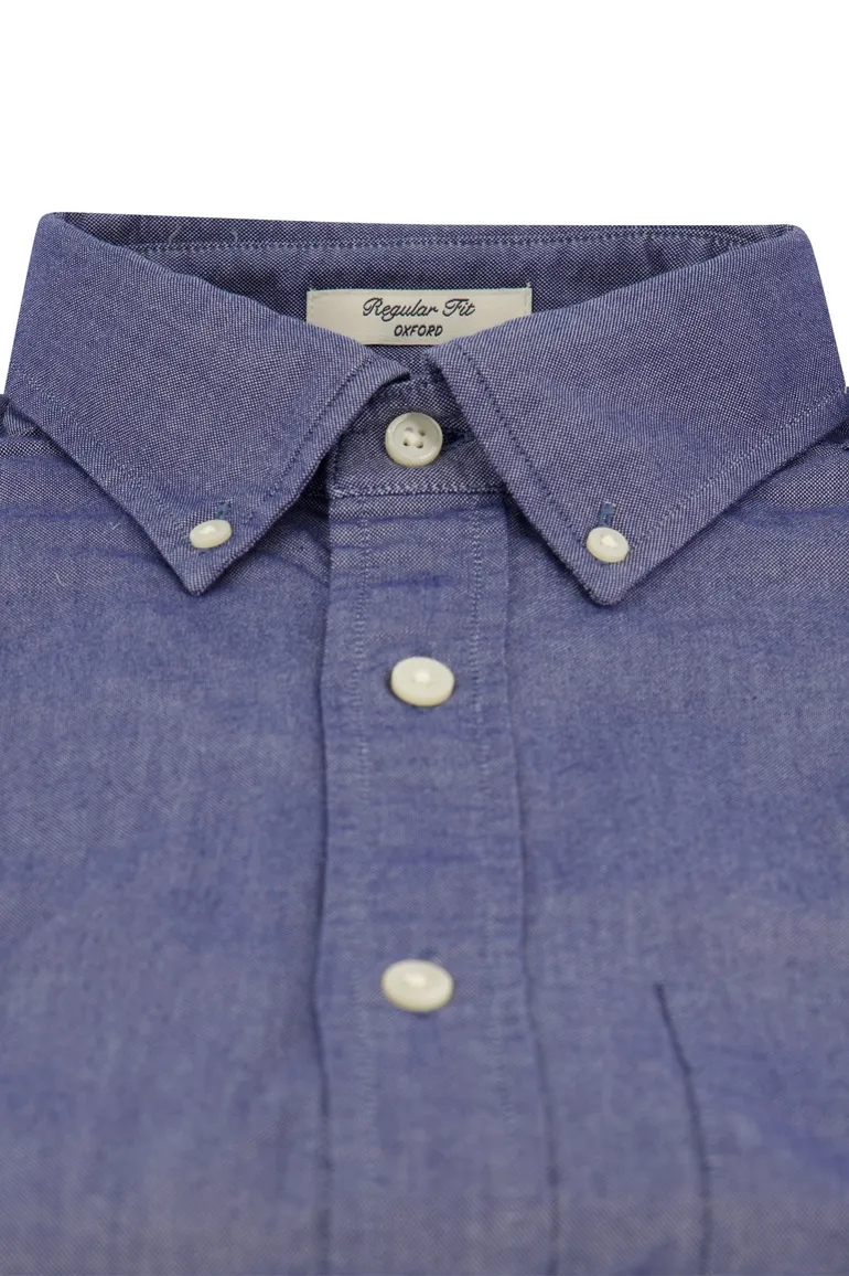 Gant overhemd korte mouw blauw
