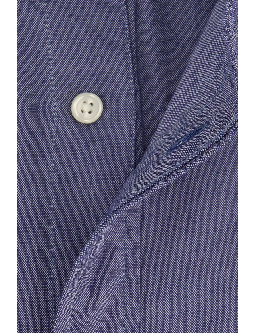 Gant overhemd korte mouw normale fit effen blauw katoen