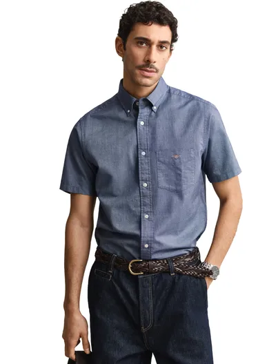 Gant Gant overhemd korte mouw blauw