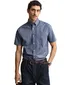 Katoenen Gant overhemd korte mouw effen blauw normale fit