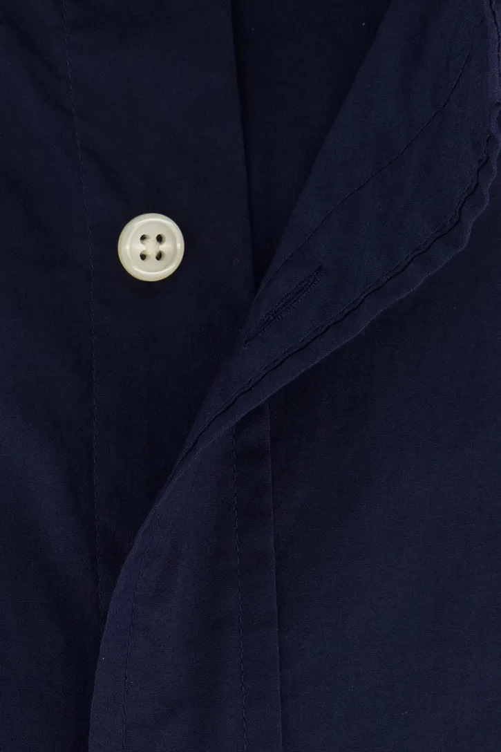 Katoenen Gant overhemd korte mouw effen donkerblauw normale fit