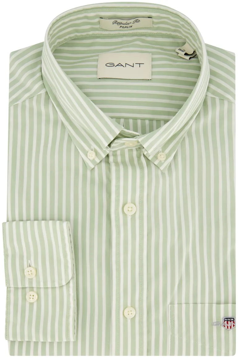 Gant overhemd regular fit katoen groen gestreept