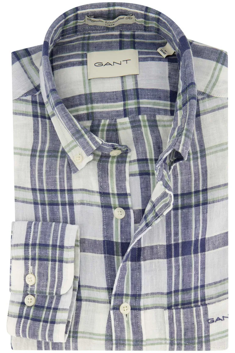Gant overhemd blauw geruit