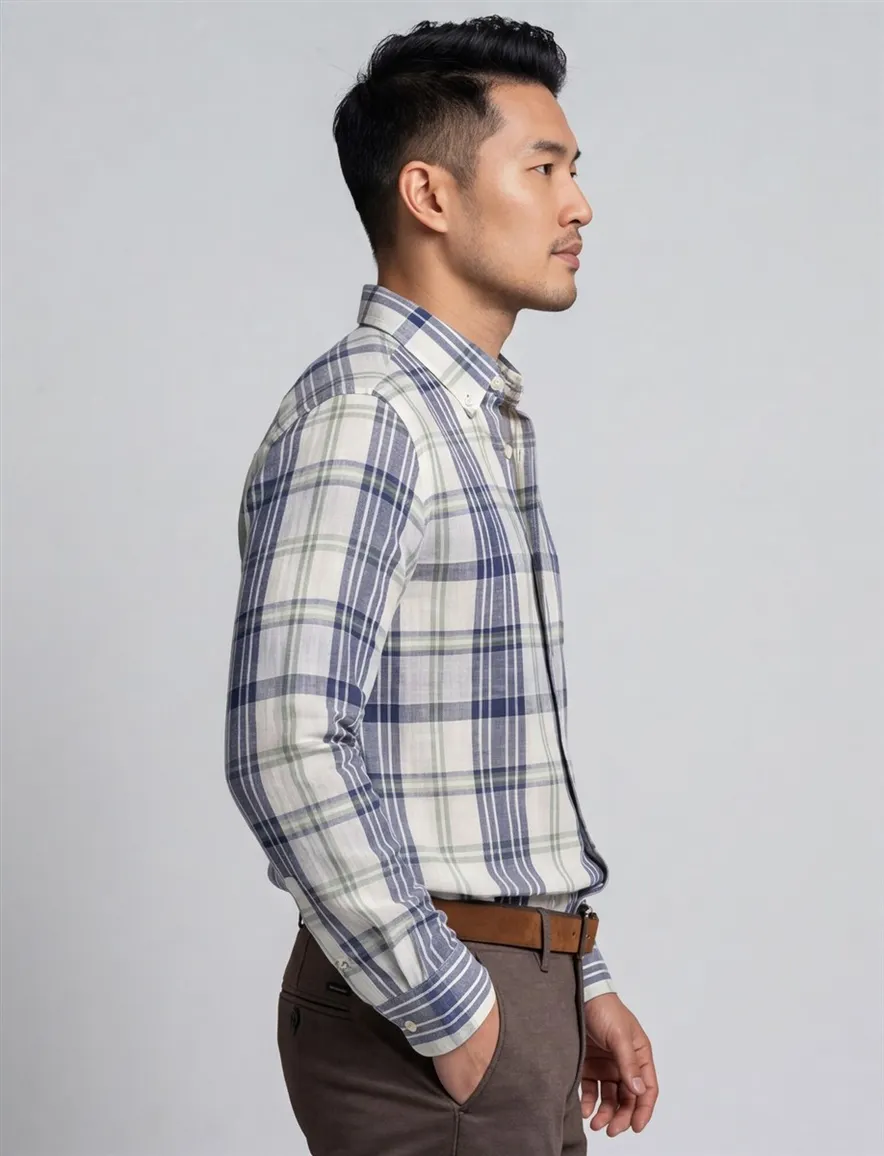 Gant overhemd blauw geruit
