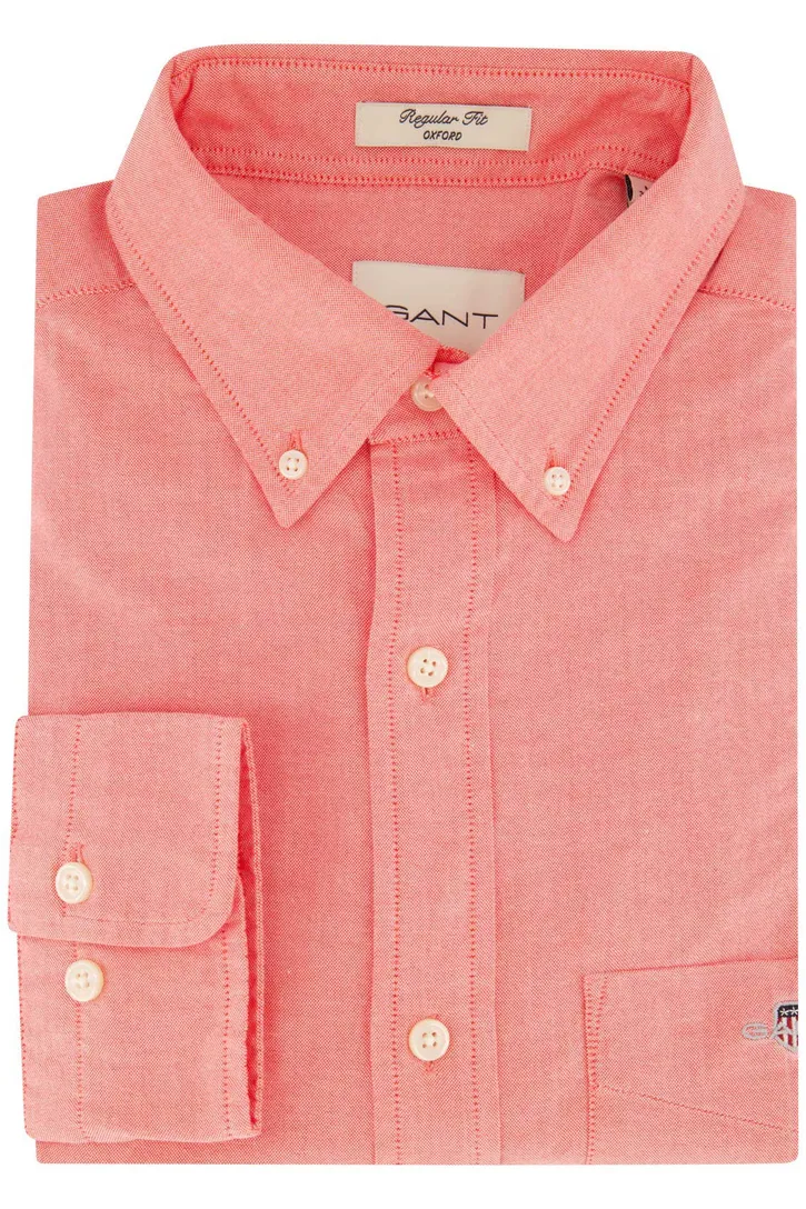 katoenen Gant overhemd normale fit effen rood