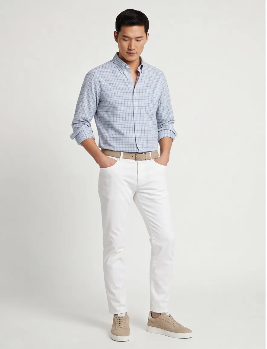 Gant overhemd blauw geruit Untucked Fit
