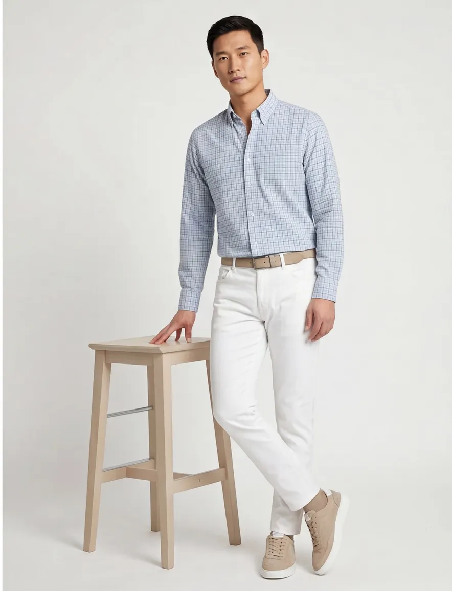Gant overhemd blauw geruit Untucked Fit