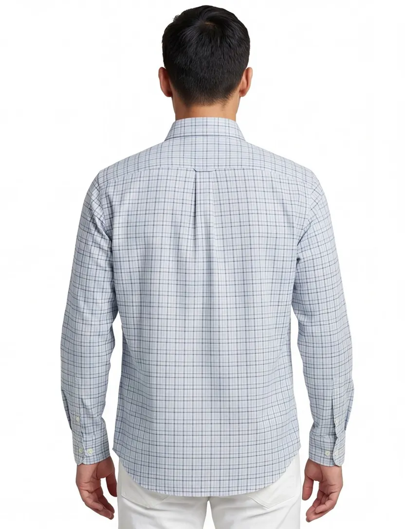 Gant casual overhemd blauw geruit normale fit