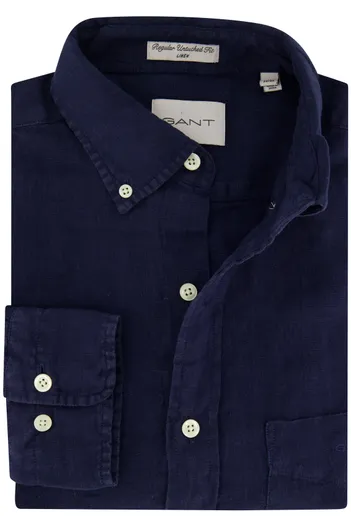 Gant Gant donkerblauw overhemd regular fit linnen