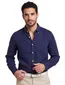 Gant regular fit overhemd donkerblauw linnen