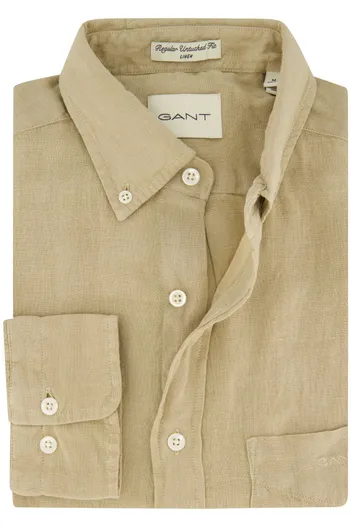 Gant Gant overhemd regular fit beige linnen
