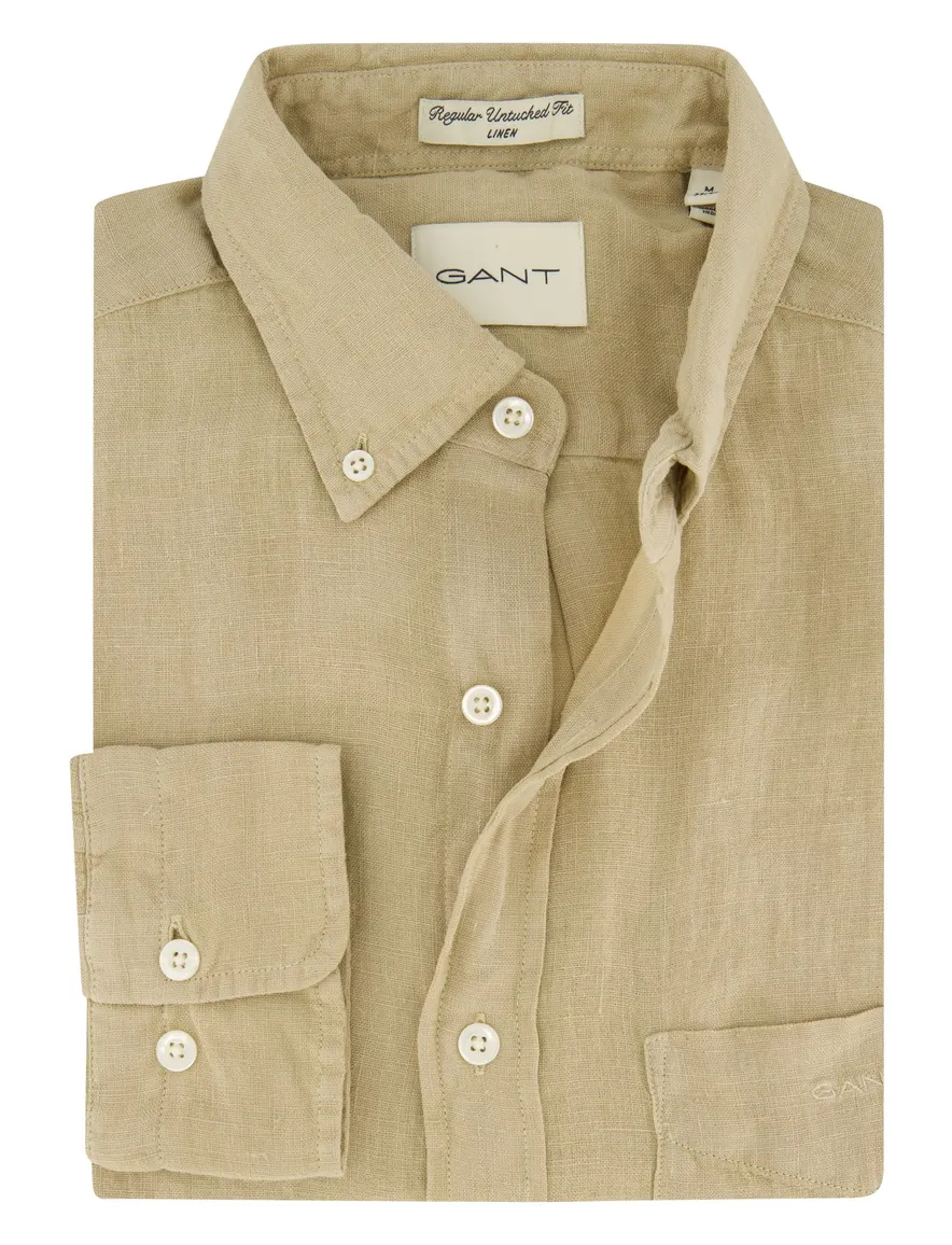 Gant overhemd regular fit beige linnen