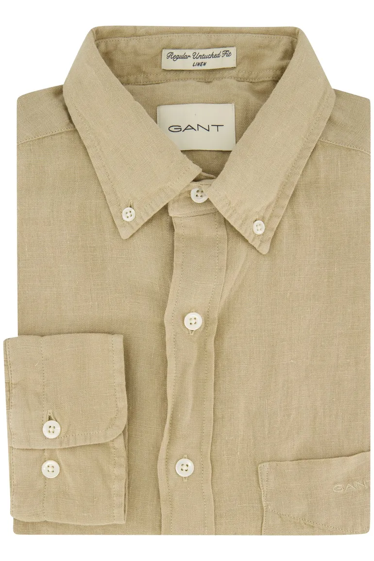 Gant overhemd beige linnen